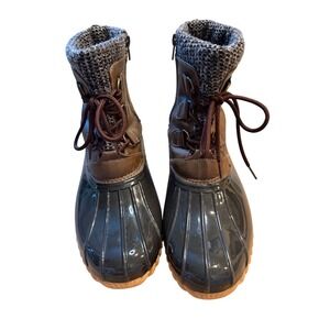 Sporto Nola Women's Brown Rubber Knit Duck Boots Size 10M‎
